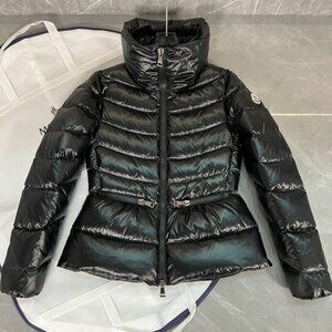Moncler Winter Warm Puffer Jacket - Black Shiny Cinched Waist